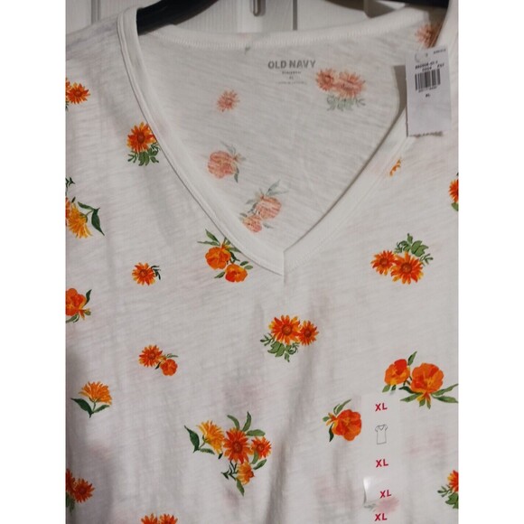 NWT Women's Old Navy EveryWear Slub Knit Tee Size S 4-6 Top Orange Floral - Picture 6 of 8